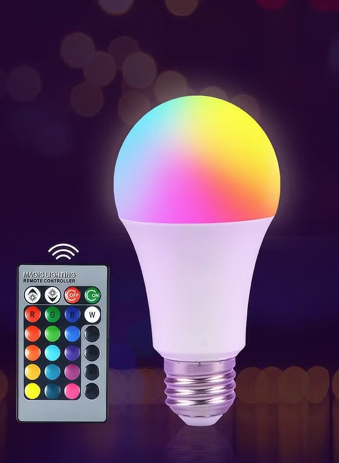 ABJ LED RGB Bulb 10W with Remote Control, E27 Color Changing Light, Warm and Cool White, Adjustable Brightness, Decorative LED Light, Mood Lighting Bulb, Home Lighting LED, Bedroom RGB Bulb, Party Light Bulb, Energy Saving LED Bulb, Smart Bulb - Image 1